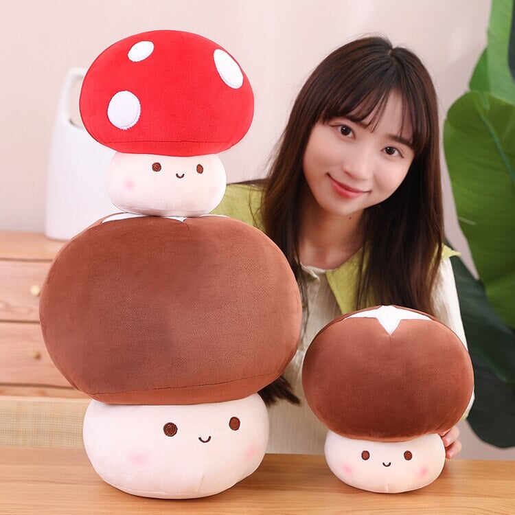 BowLift | Kawaii Red Brown White Mushroom Plushie Family