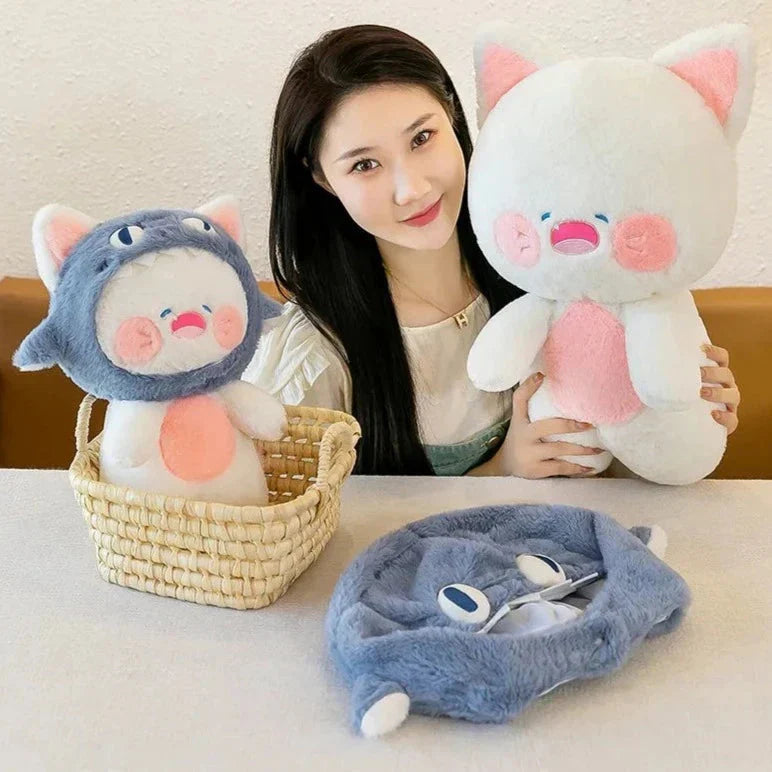 BowLift | Kawaii White Cat Shark Hat Plushie