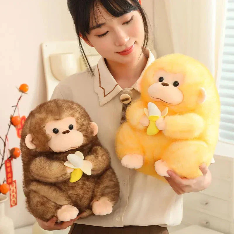 BowLift | Kawaii Yellow Brown Chunky Monkey With Banana Plushie