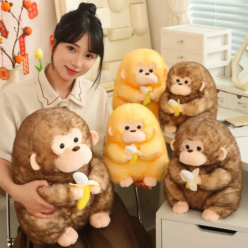 BowLift | Kawaii Yellow Brown Chunky Monkey With Banana Plushie