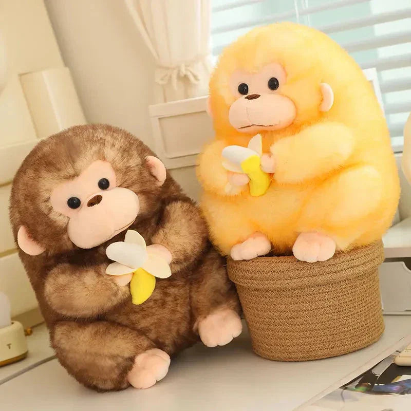 BowLift | Kawaii Yellow Brown Chunky Monkey With Banana Plushie