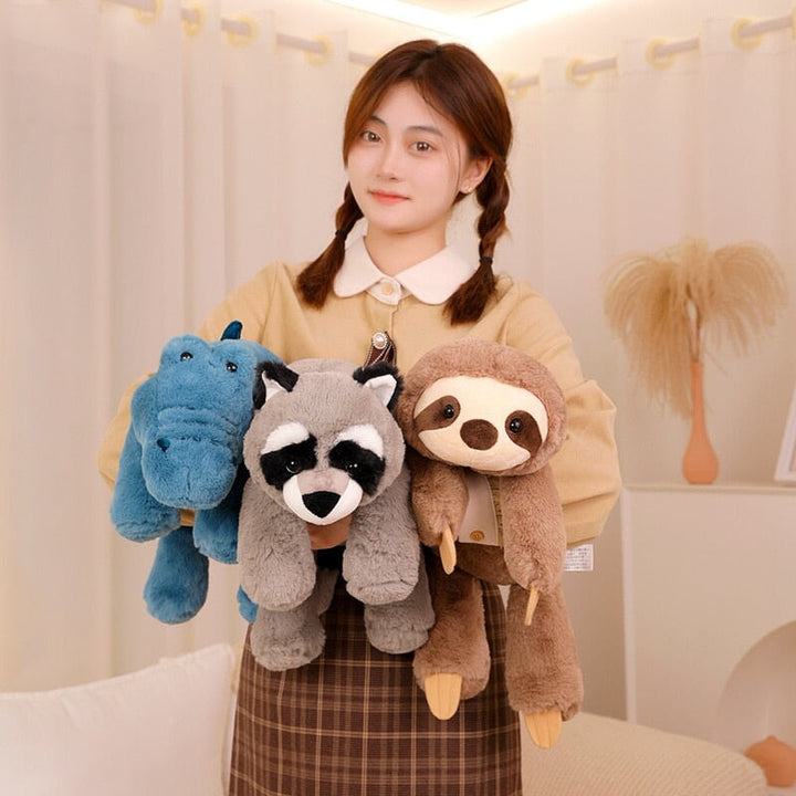 BowLift | Laying Sloth and Fox Raccoon Crocodile Plushie Friends
