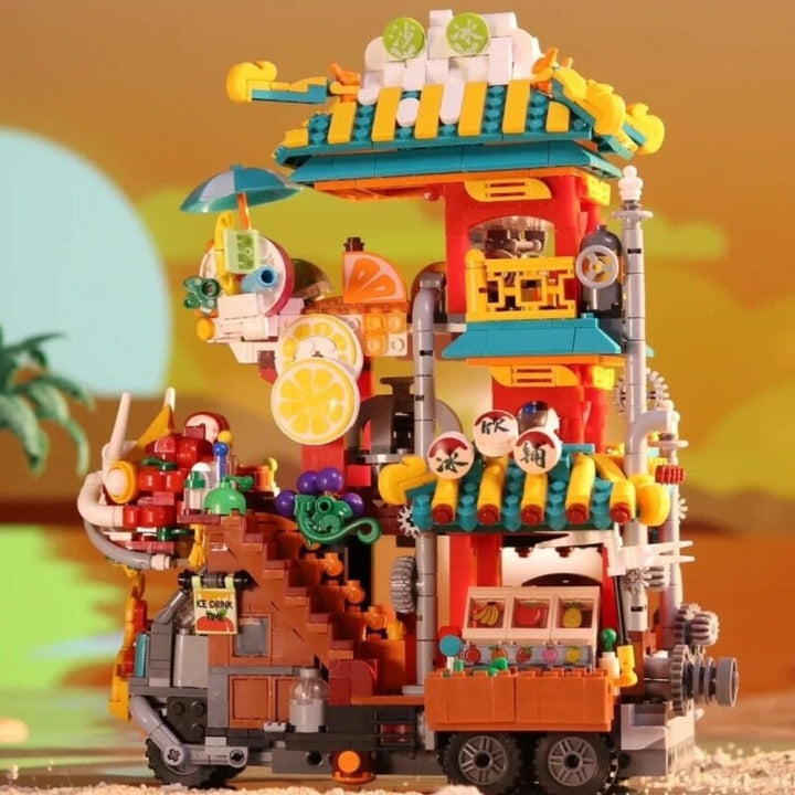 BowLift | Lion Dance Street Truck Food Stall Micro Building Set