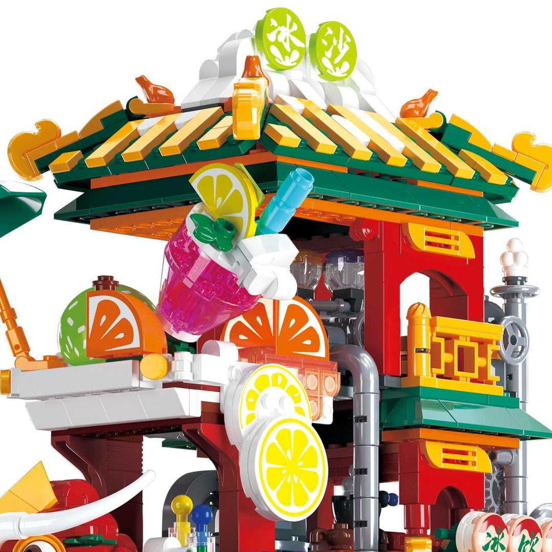 BowLift | Lion Dance Street Truck Food Stall Micro Building Set