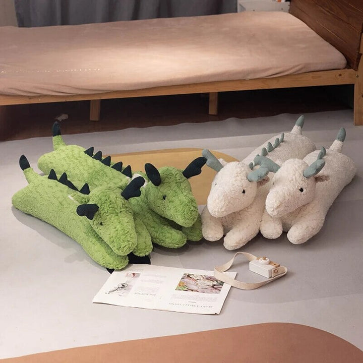 BowLift | Long Snuggly Green White Dragon Plushies