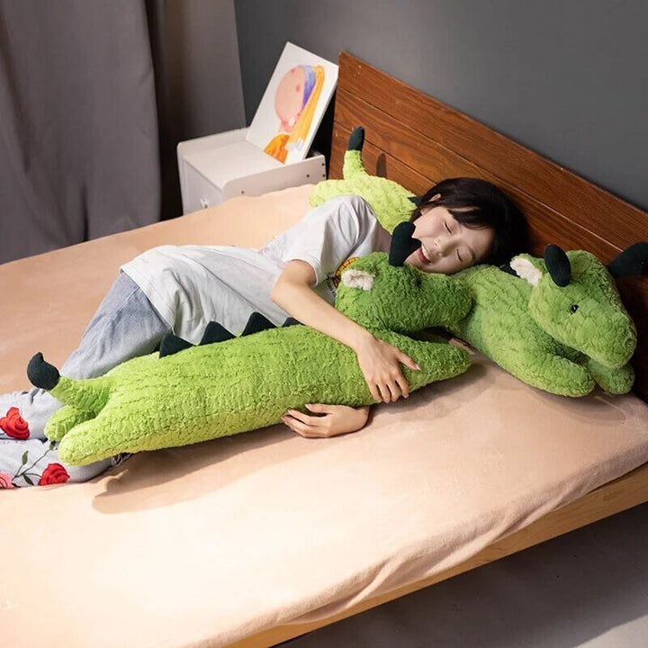 BowLift | Long Snuggly Green White Dragon Plushies