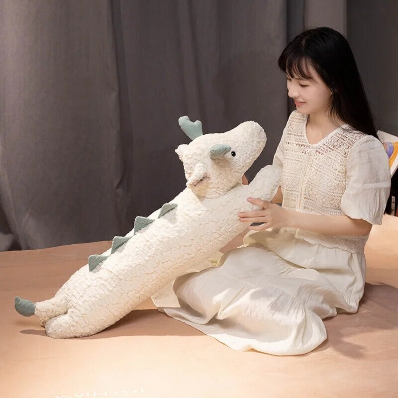 BowLift | Long Snuggly Green White Dragon Plushies