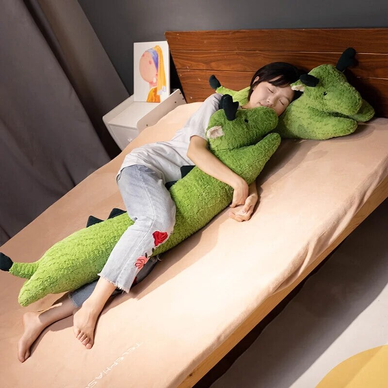 BowLift | Long Snuggly Green White Dragon Plushies