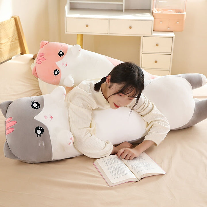 BowLift | Long Snuggly Pink Gray Cat Plushies