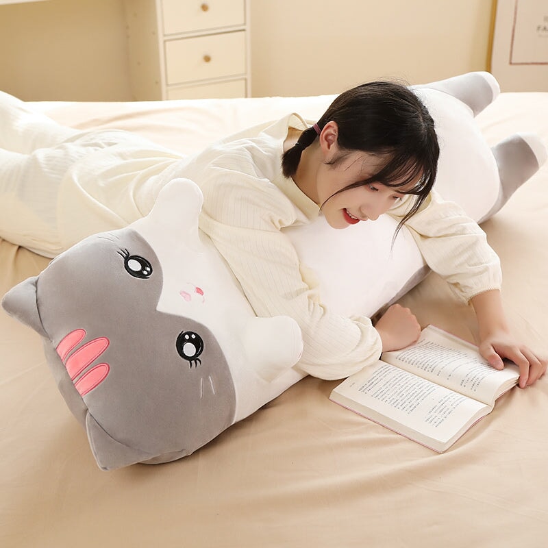 BowLift | Long Snuggly Pink Gray Cat Plushies