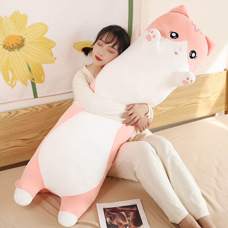 BowLift | Long Snuggly Pink Gray Cat Plushies