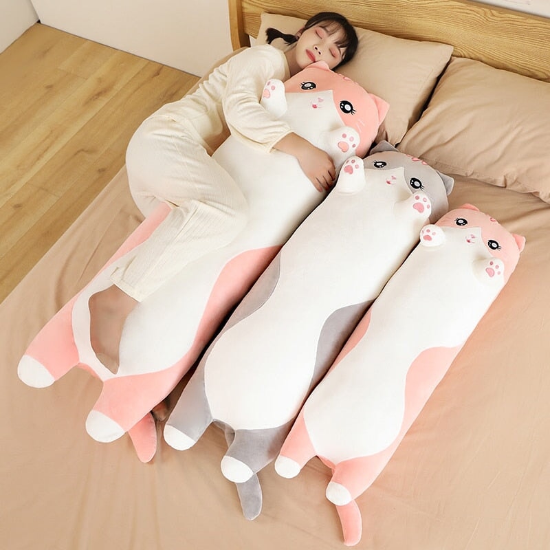 BowLift | Long Snuggly Pink Gray Cat Plushies