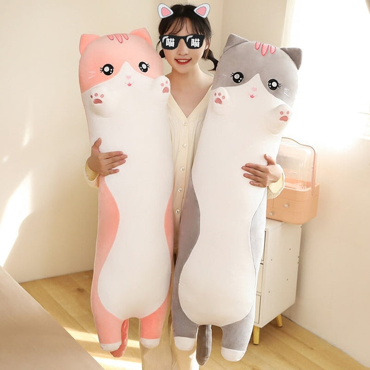 BowLift | Long Snuggly Pink Gray Cat Plushies