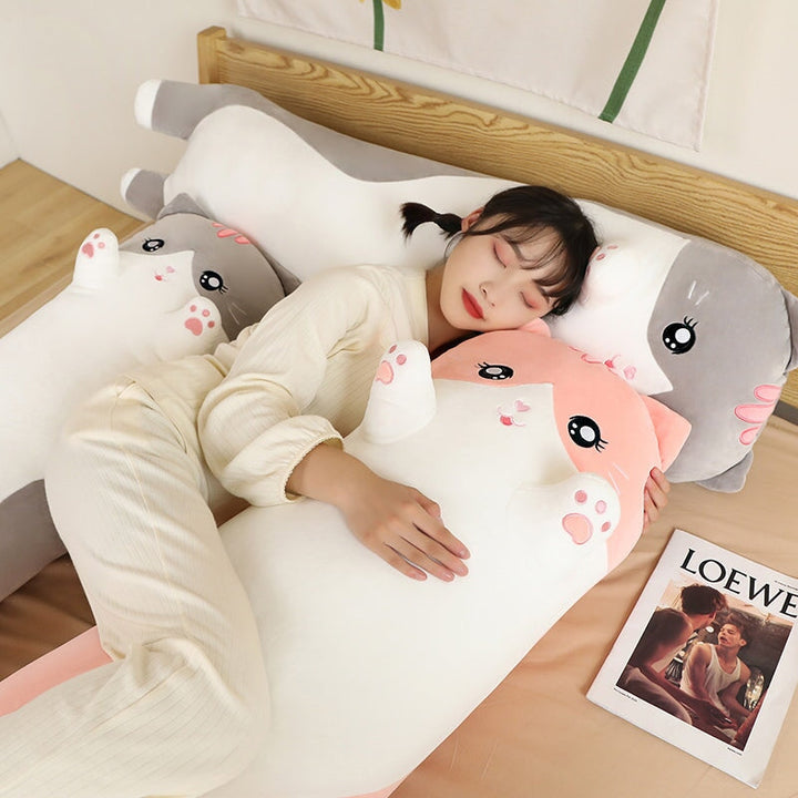 BowLift | Long Snuggly Pink Gray Cat Plushies
