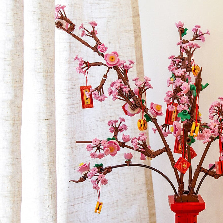 BowLift | Lucky Peach Blossom Vase Micro Building Blocks