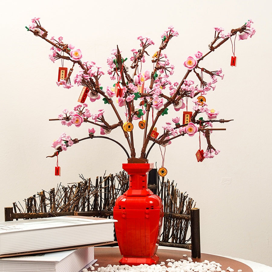 BowLift | Lucky Peach Blossom Vase Micro Building Blocks