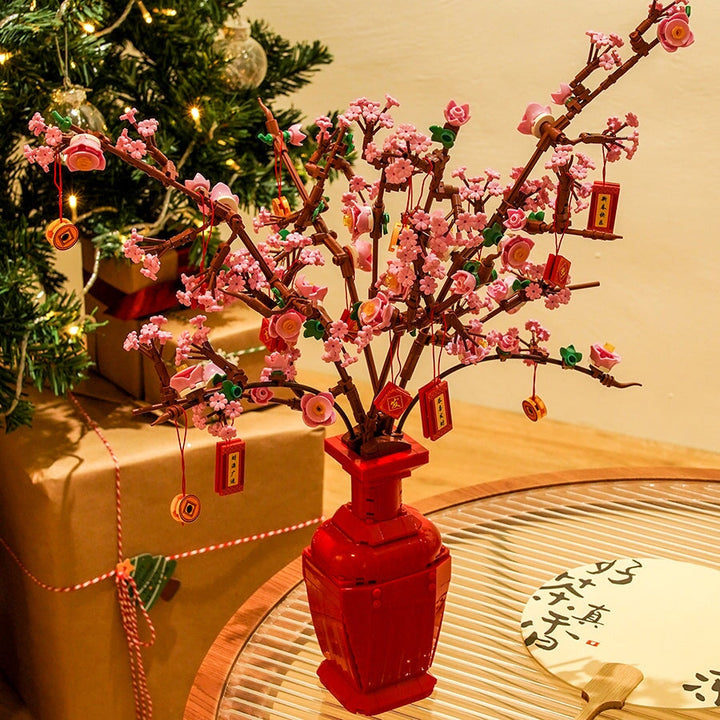 BowLift | Lucky Peach Blossom Vase Micro Building Blocks