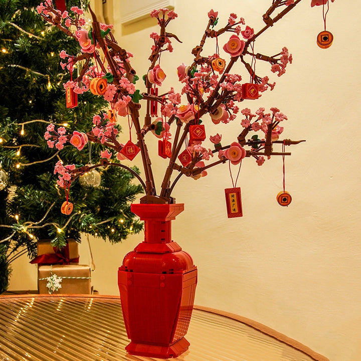 BowLift | Lucky Peach Blossom Vase Micro Building Blocks