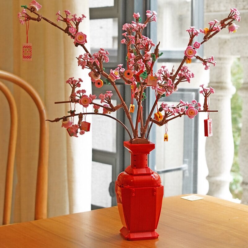 BowLift | Lucky Peach Blossom Vase Micro Building Blocks