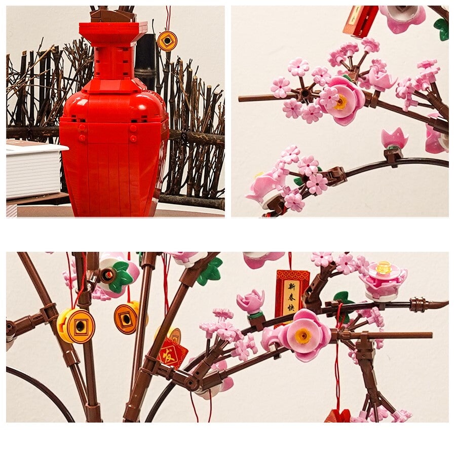 BowLift | Lucky Peach Blossom Vase Micro Building Blocks