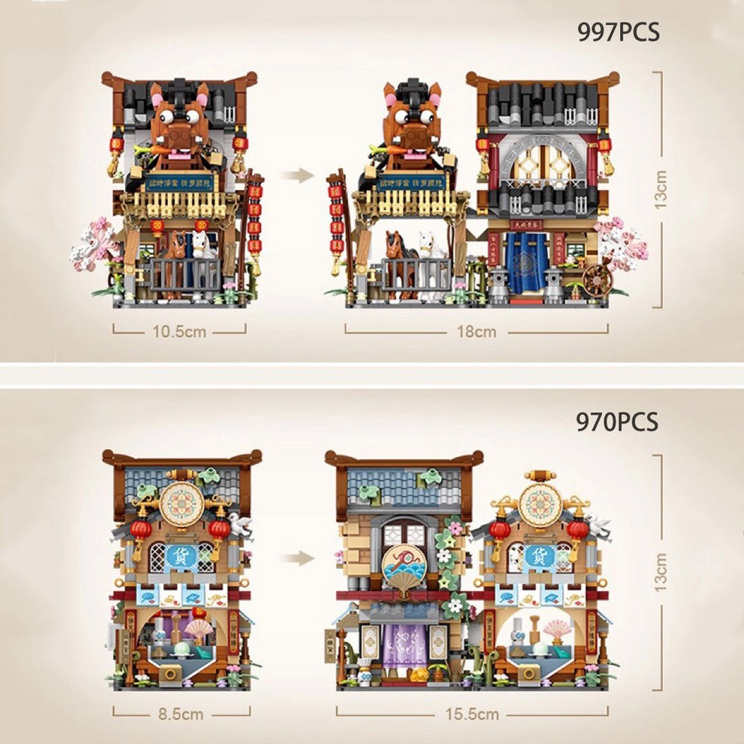 BowLift | Merchant Store & Horse Stable Micro Building Sets Collection