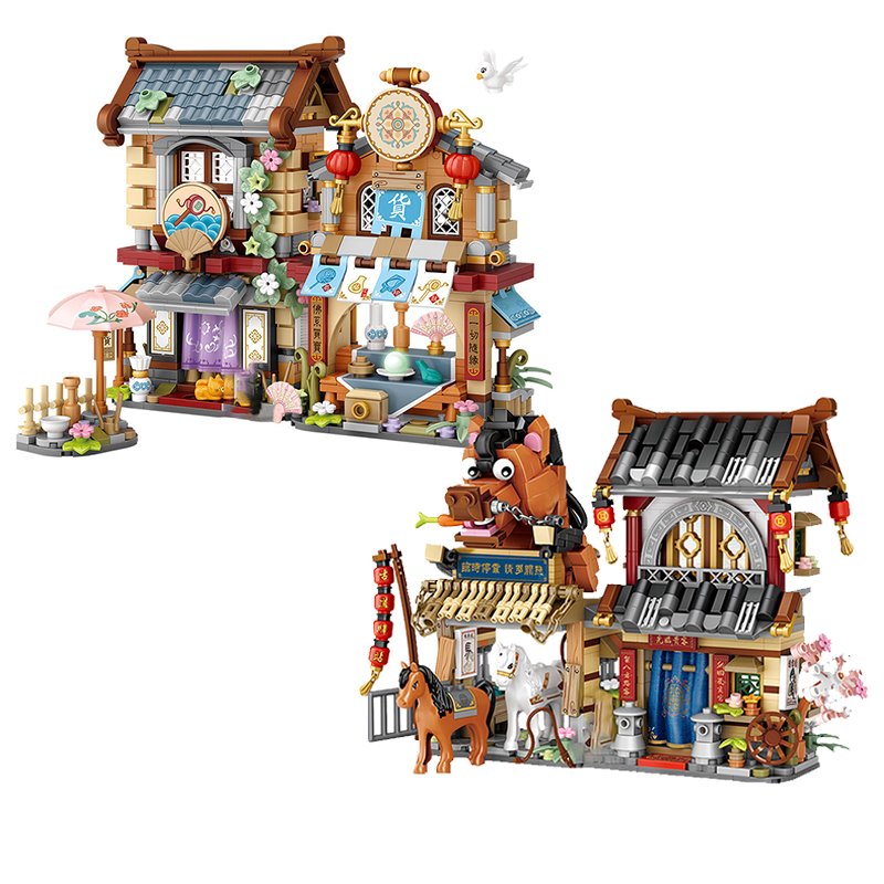 BowLift | Merchant Store & Horse Stable Micro Building Sets Collection