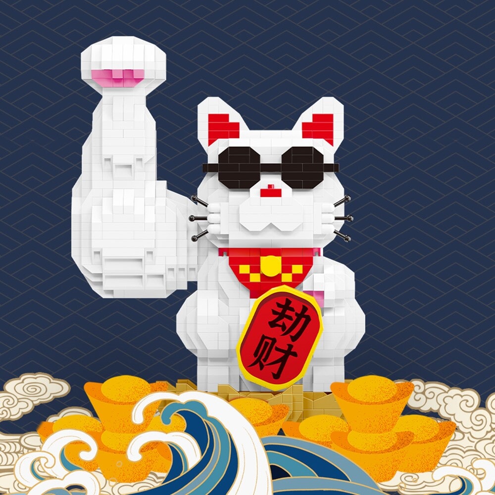 BowLift | Muscle Lucky Cat & Kimono Outfit Nano Building Blocks