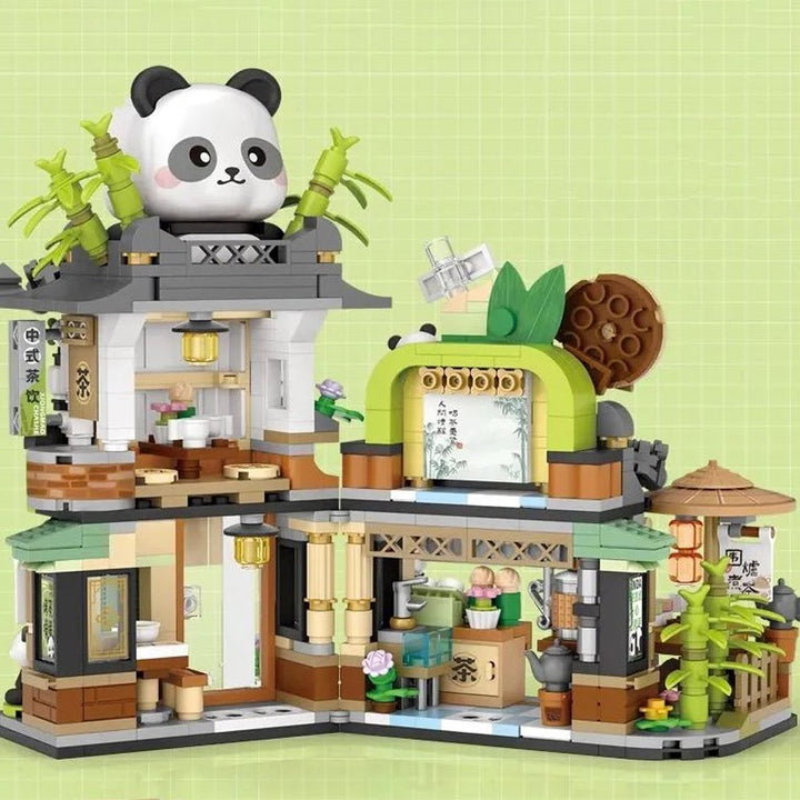 BowLift | Panda and Brown Bear Tea Cafes Micro Building Set Collection