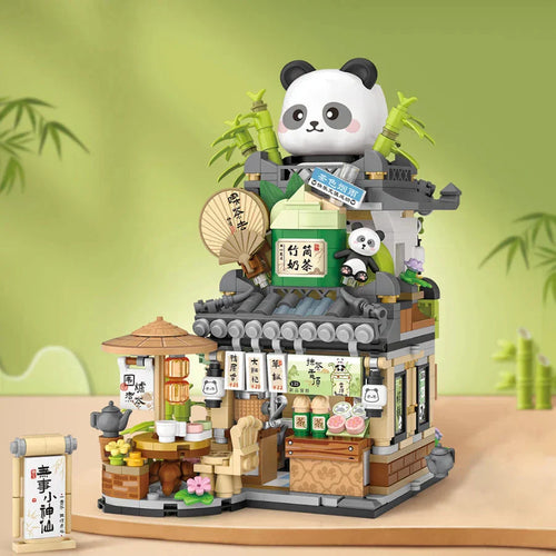 BowLift | Panda and Brown Bear Tea Cafes Micro Building Set Collection