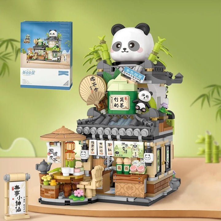 BowLift | Panda and Brown Bear Tea Cafes Micro Building Set Collection