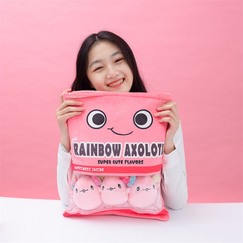 BowLift | Rainbow Pink Blue Axolotl Candy Bag Plushies