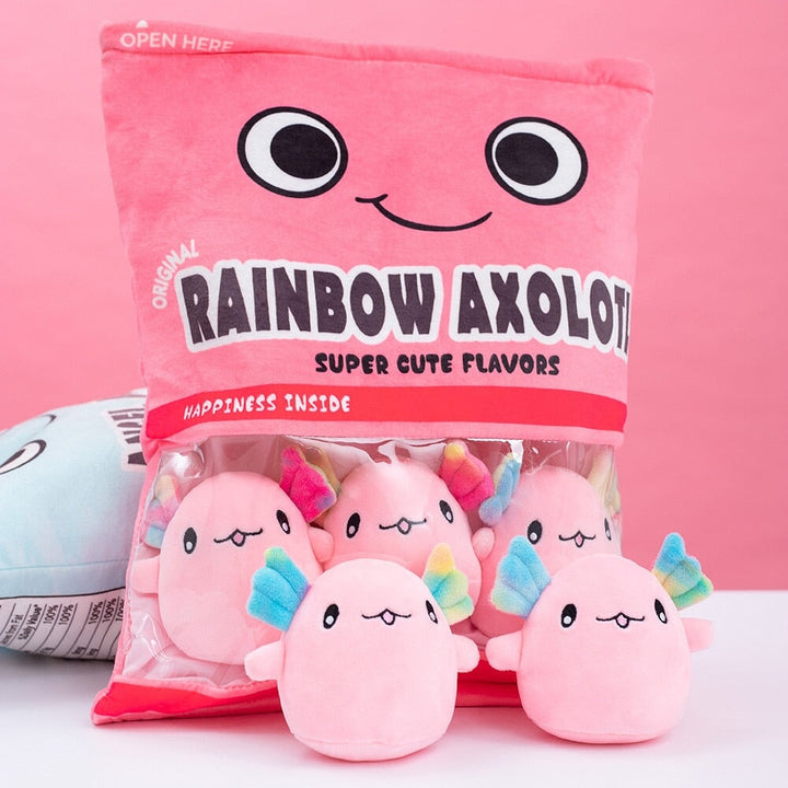 BowLift | Rainbow Pink Blue Axolotl Candy Bag Plushies
