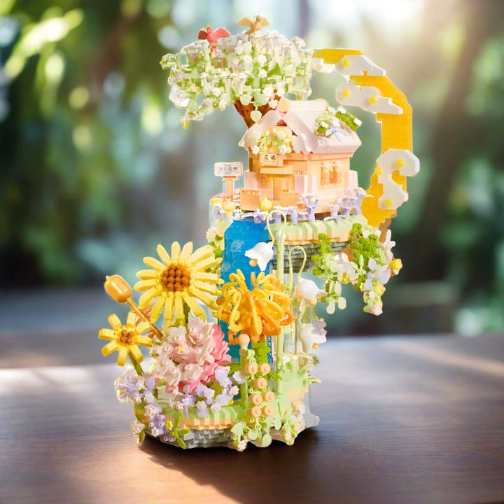 BowLift | Romantic Waterfall Orchard Villa Micro Building Blocks With Light