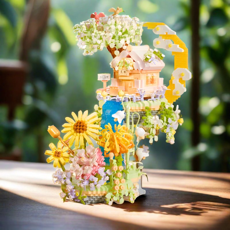 BowLift | Romantic Waterfall Orchard Villa Micro Building Blocks With Light