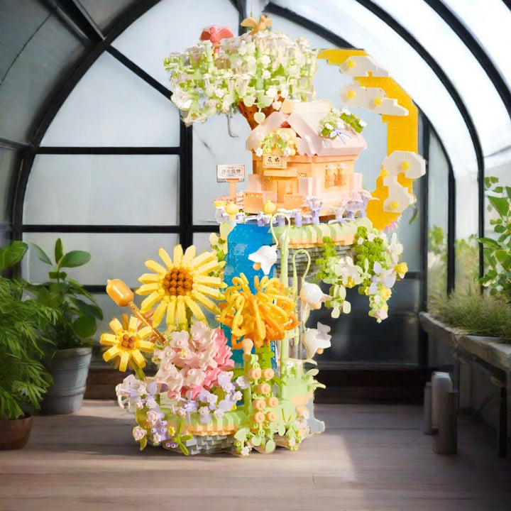 BowLift | Romantic Waterfall Orchard Villa Micro Building Blocks With Light