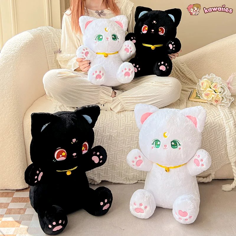 BowLift | Sailor Moon Fluffy Black White Cat Plushies