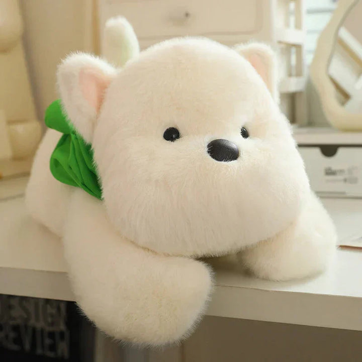 BowLift | Snowy the White Maltese Plushie with Frog Hat