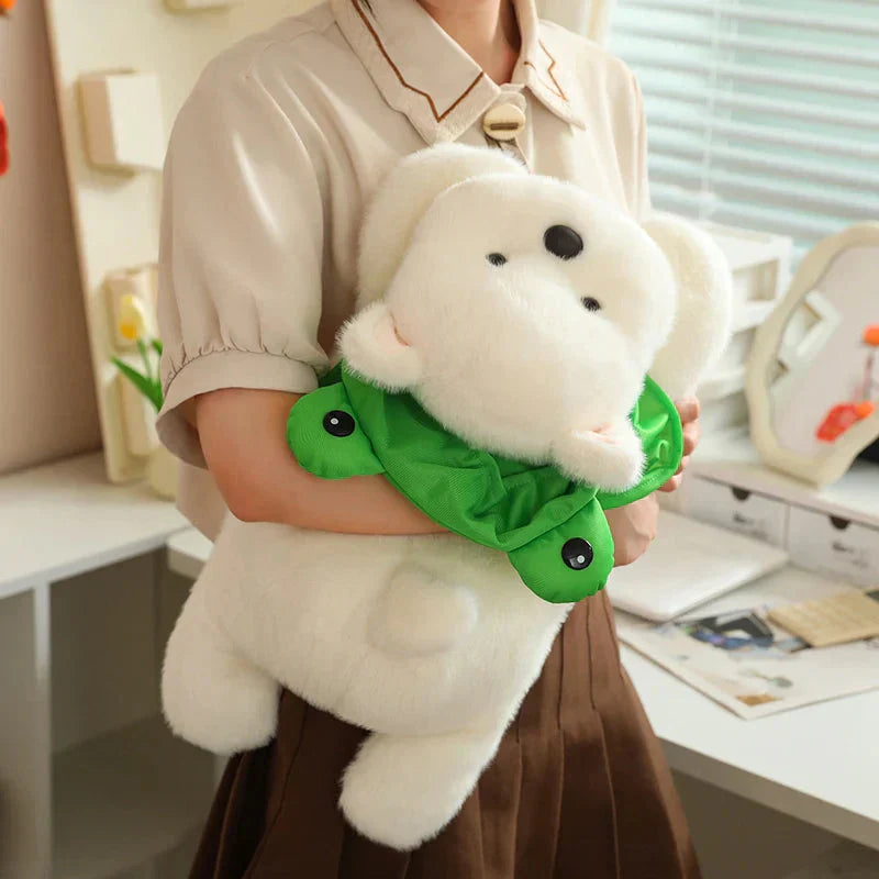 BowLift | Snowy the White Maltese Plushie with Frog Hat
