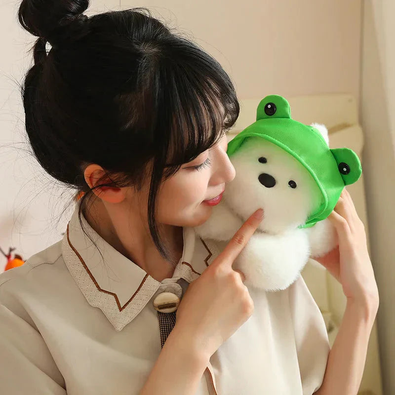 BowLift | Snowy the White Maltese Plushie with Frog Hat