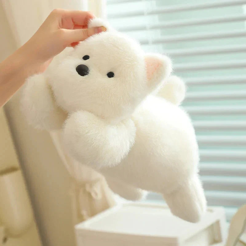 BowLift | Snowy the White Maltese Plushie with Frog Hat