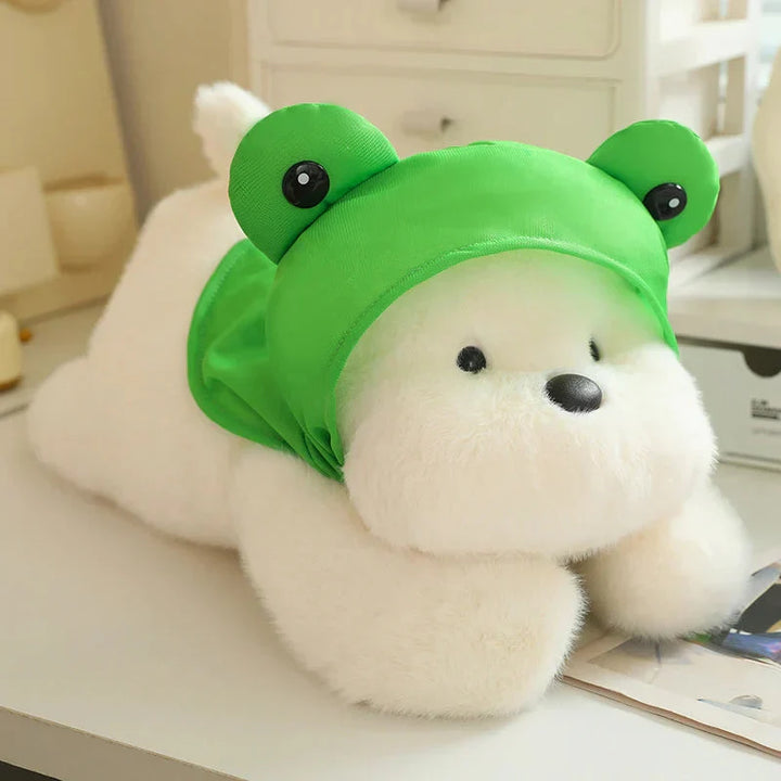 BowLift | Snowy the White Maltese Plushie with Frog Hat