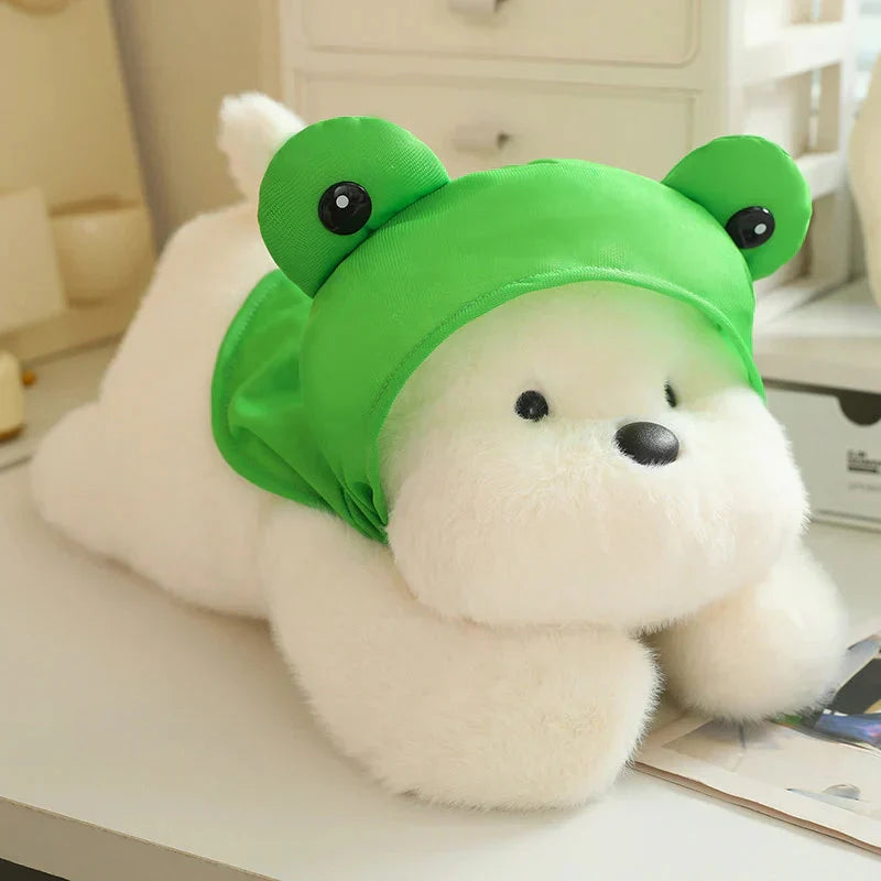 BowLift | Snowy the White Maltese Plushie with Frog Hat