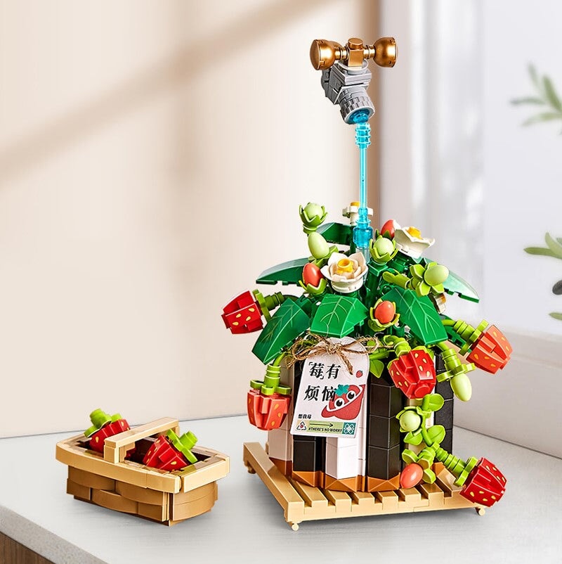 BowLift | Strawberry Pot & Red Flower Micro Building Blocks