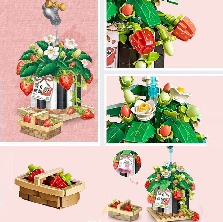 BowLift | Strawberry Pot & Red Flower Micro Building Blocks