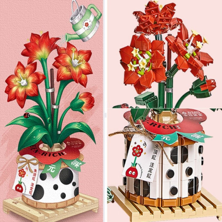 BowLift | Strawberry Pot & Red Flower Micro Building Blocks