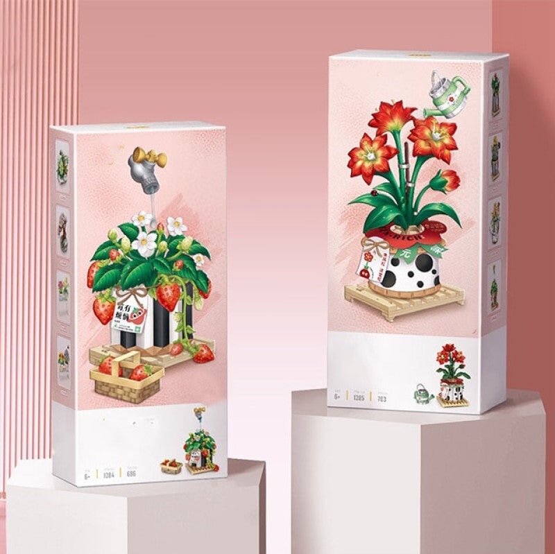 BowLift | Strawberry Pot & Red Flower Micro Building Blocks