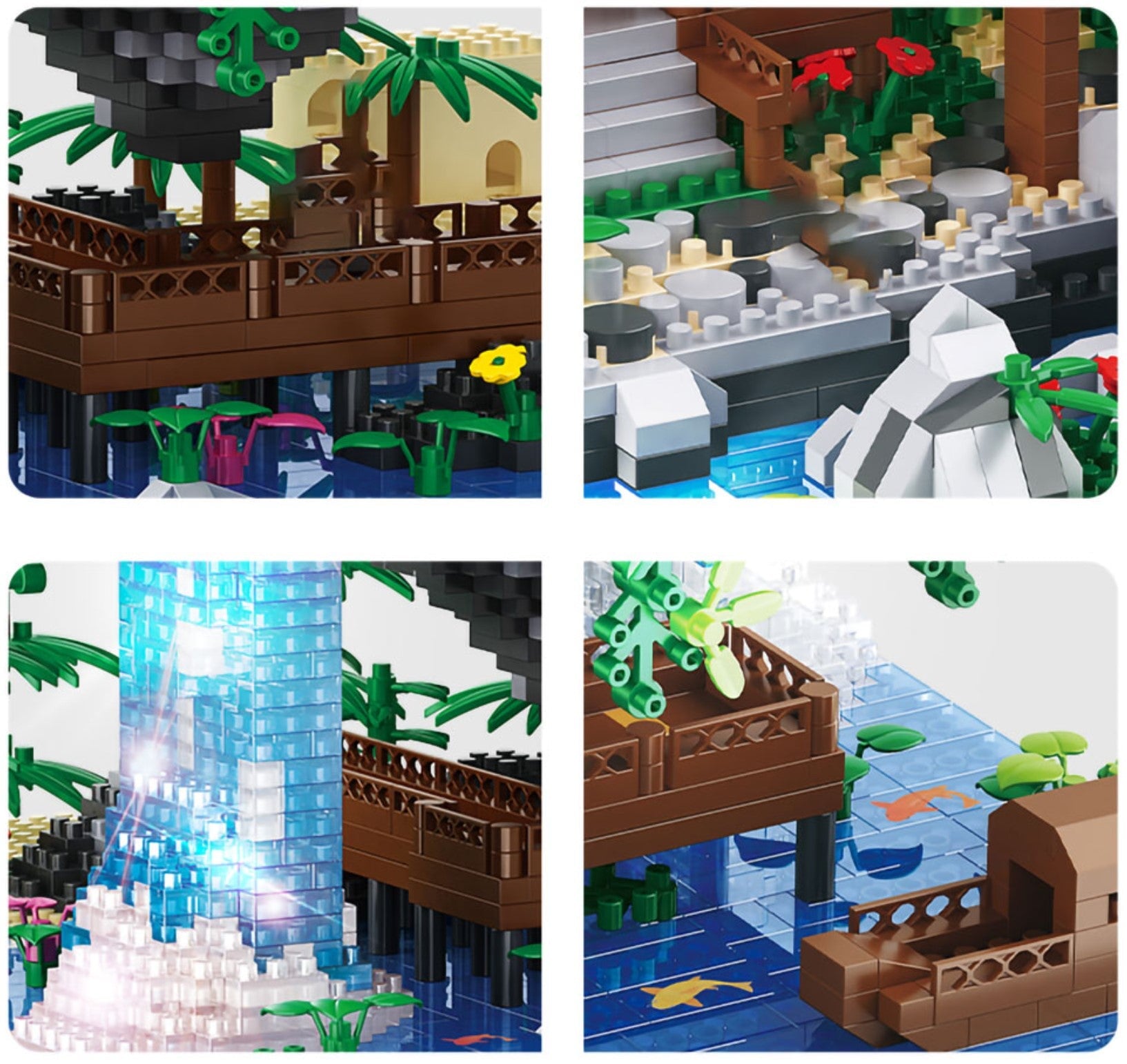 BowLift | Waterfall Japanese House Sakura Tree Floating Island Nano Building Blocks | Limited Stock