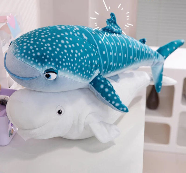 BowLift | White Beluga Blue Whale Shark 75cm Plushies