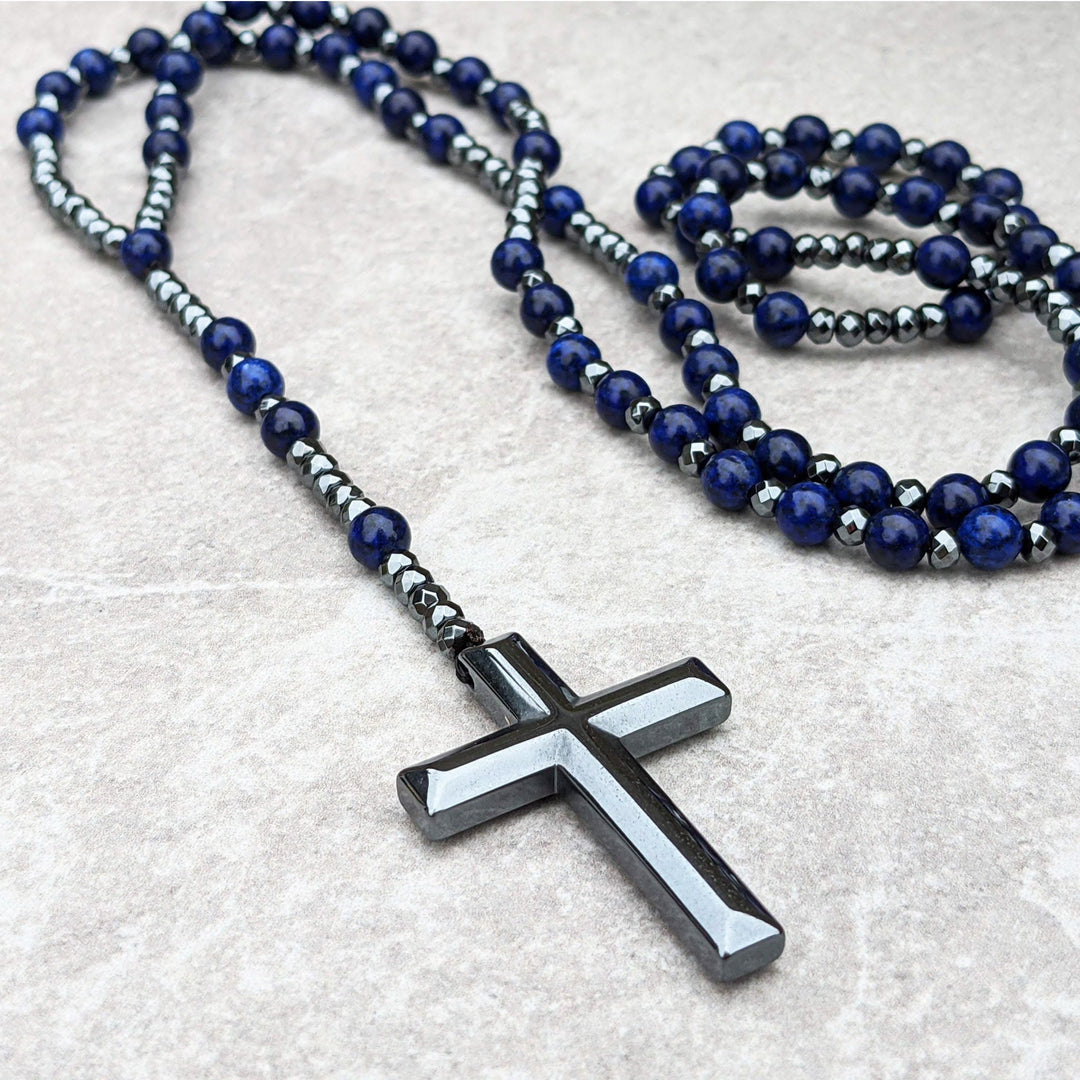 BowLift | Orion Spiritual Necklace with Tiger Eye & Lapis Lazuli – Men's Rosary