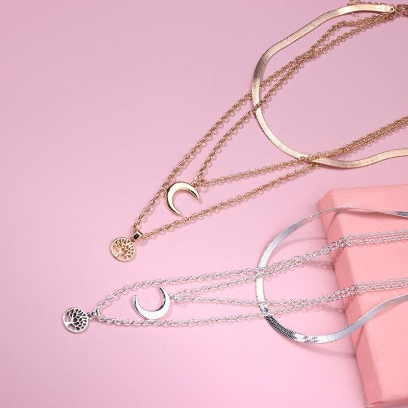 Selestina Tree of Life & Half Moon Luxury Multilayer Necklace Bowlift